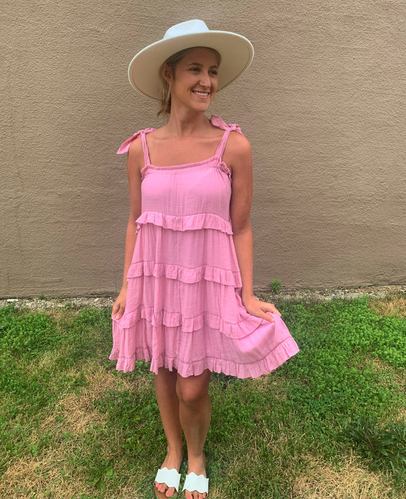 Dusty Pink Ruffle Dress