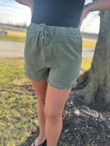 Green Woven Shorts